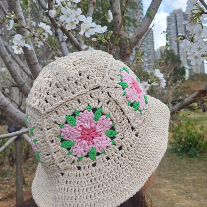 櫻花系列–漁夫帽–米白  Sakura Series - Bucket Hat-cream