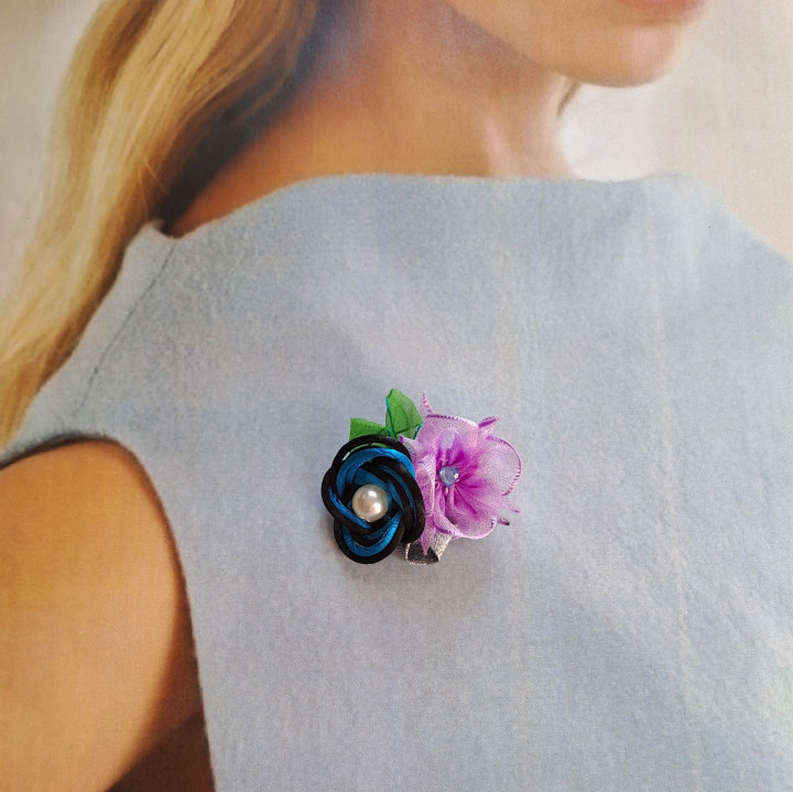 小花編結組合扣/夾飾