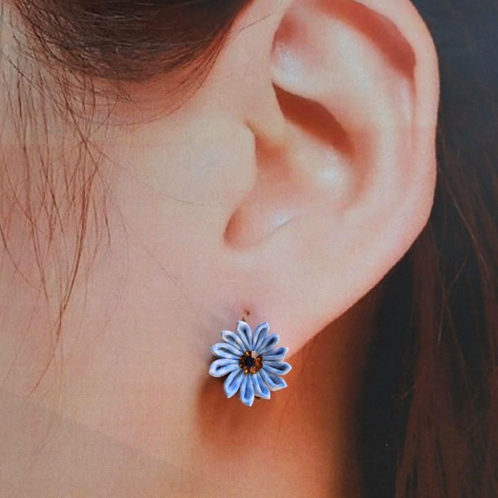 日式細工花耳環 